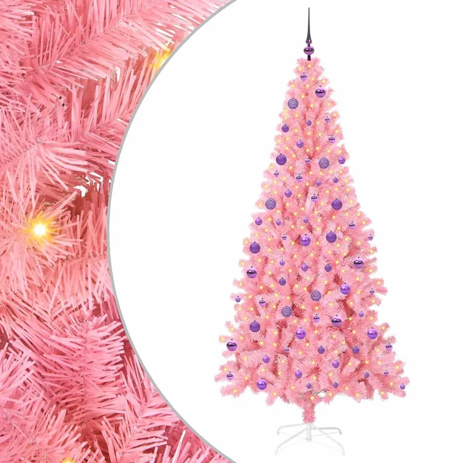 Sapin de Noël avec 300 LED avec support Rose 210 cm PVC - 2