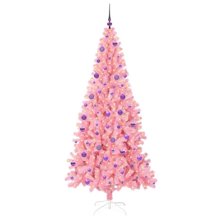 Sapin de Noël avec 300 LED avec support Rose 210 cm PVC - 3
