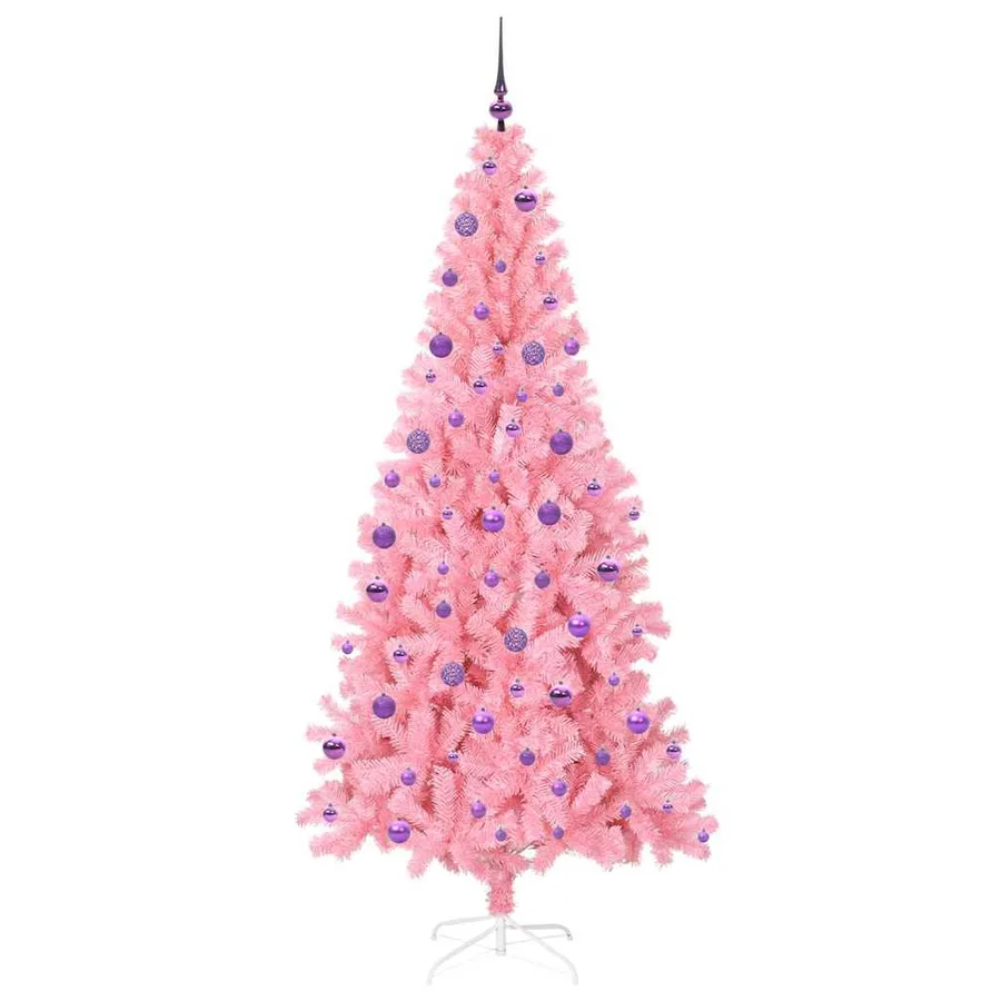 Sapin de Noël avec 300 LED avec support Rose 210 cm PVC - 4