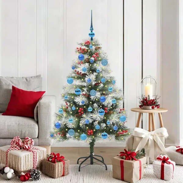 Sapin de Noël artificiel Vert et blanc 150 cm