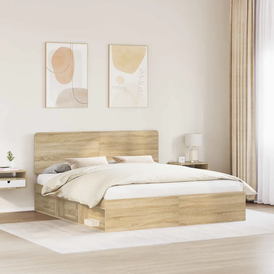 Cadre de lit Sonoma 200 x 200 cm Bois de pin massif - 3