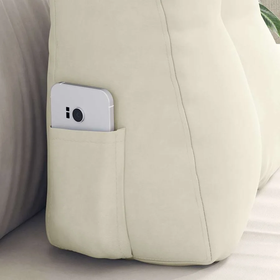 Coussin de Dos Crème 45 x 24 x 50 cm Velours - 5