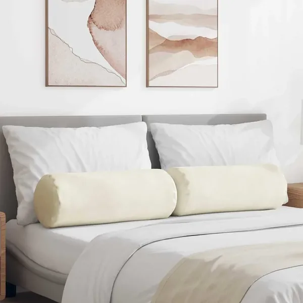 Coussins d'accent 2 pcs Crème Ø 25 x 70 cm