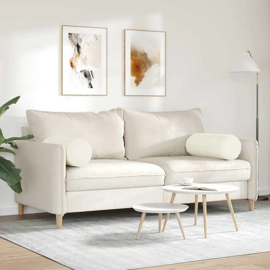 Coussins d'accent 2 pcs Crème Ø 25 x 70 cm - 4