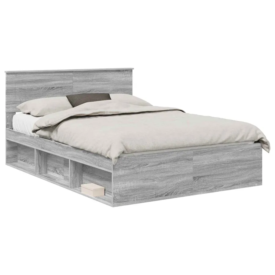 Cadre de lit Gris Sonoma 140 x 190 cm Bois d'ingénierie - 2