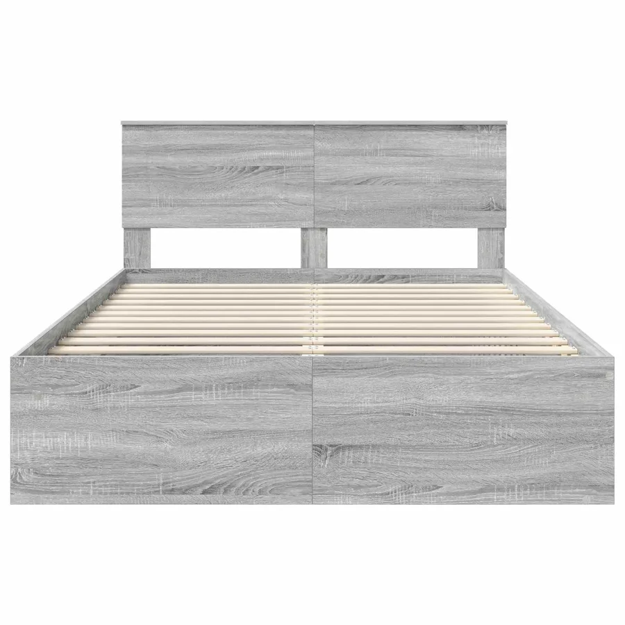 Cadre de lit Gris Sonoma 140 x 190 cm Bois d'ingénierie - 7