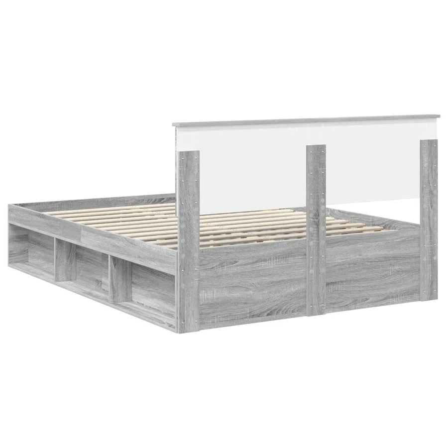 Cadre de lit Gris Sonoma 140 x 190 cm Bois d'ingénierie - 9
