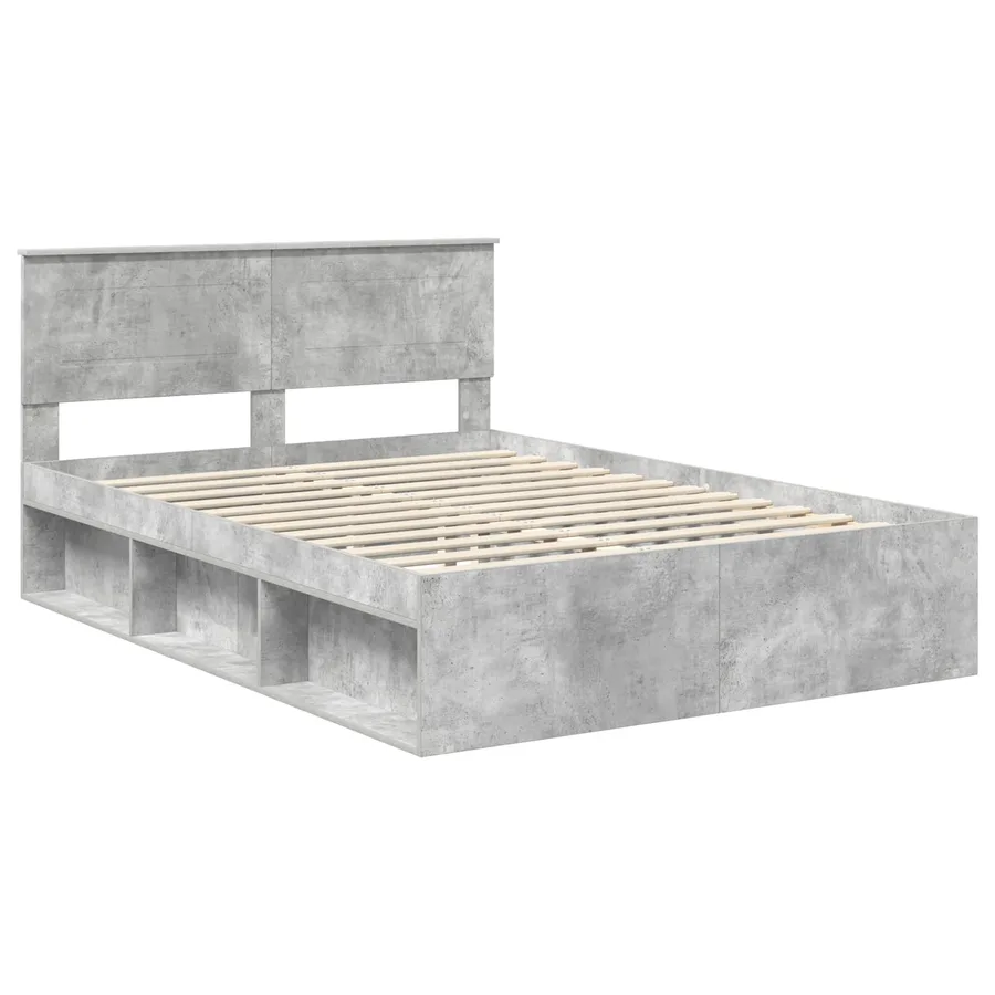 Cadre de lit Béton 140 x 190 cm Bois d'ingénierie - 4