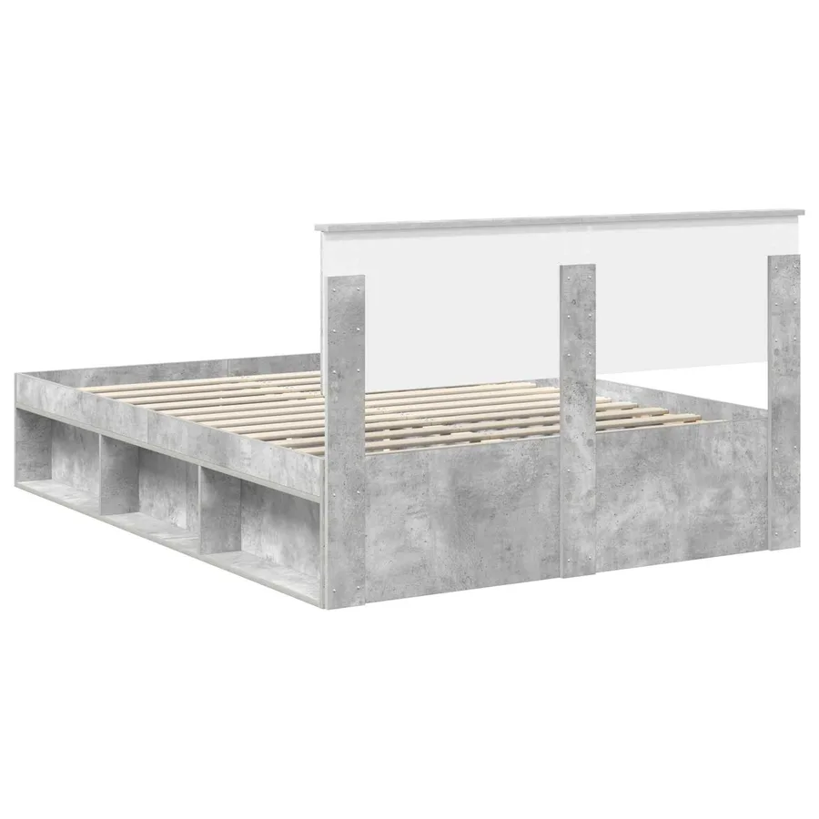 Cadre de lit Béton 140 x 190 cm Bois d'ingénierie - 9