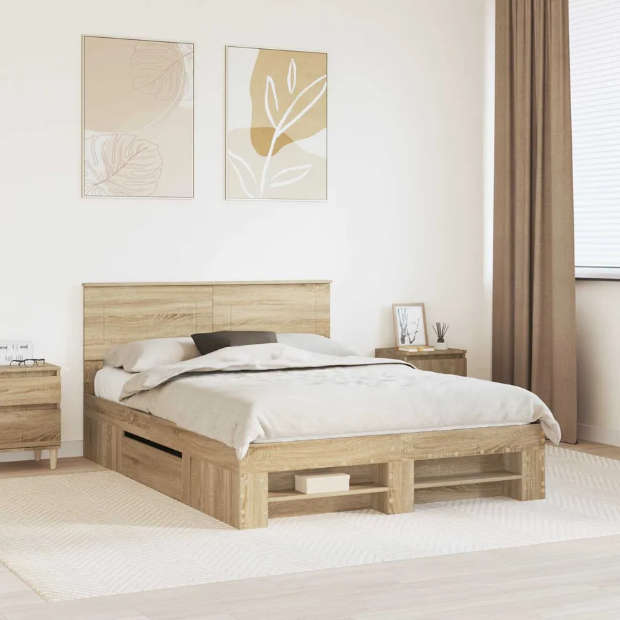 Cadre de lit Chêne Sonoma 140 x 200 cm Bois d'ingénierie