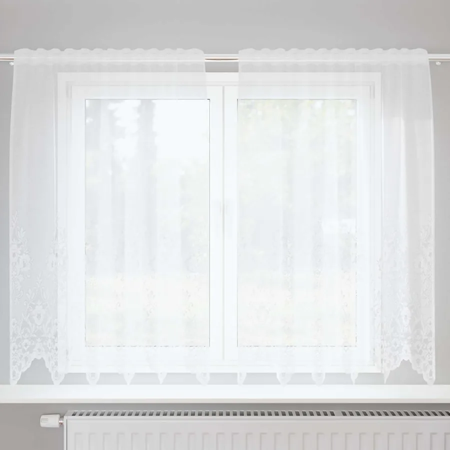 Rideau en Dentelle Blanc 150 x 160 cm Polyester