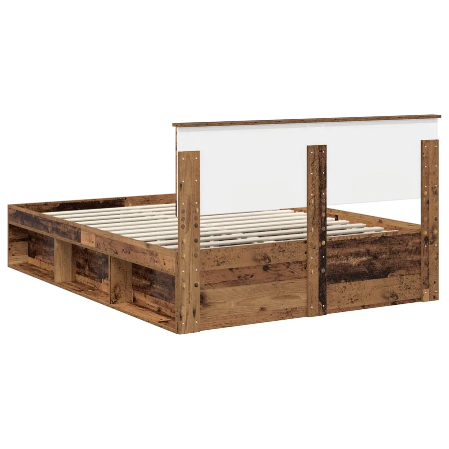 Cadre de lit Bois ancien 140 x 200 cm Bois d'ingénierie - 9