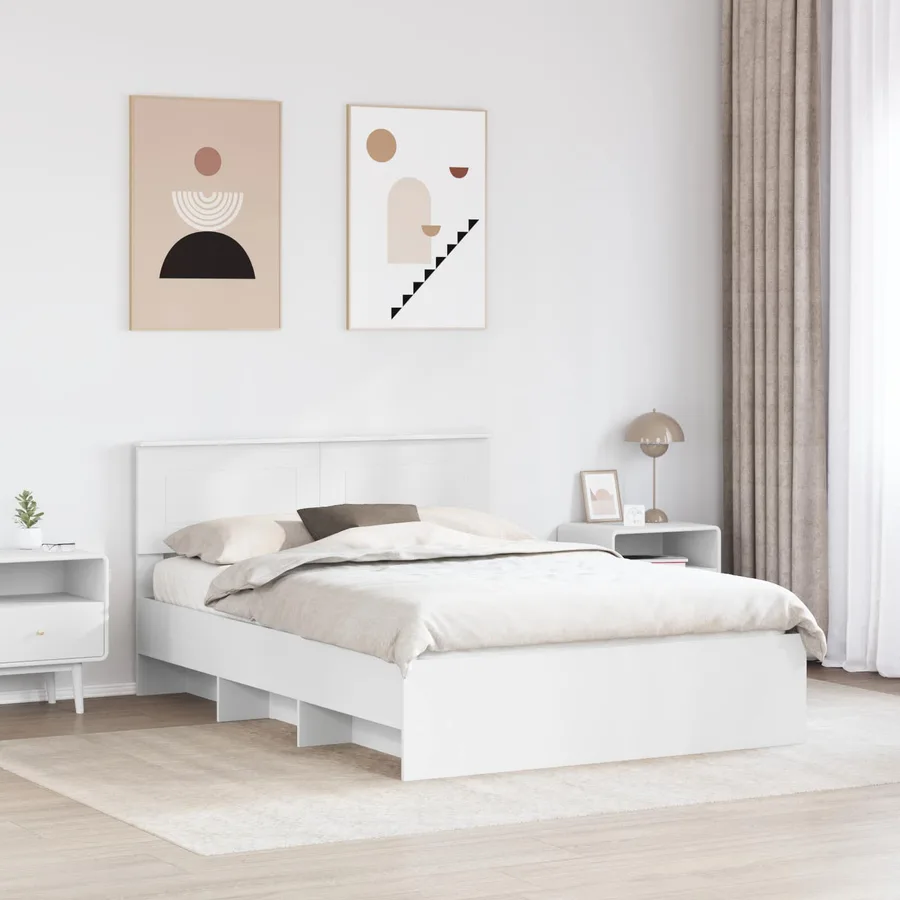 Cadre de lit Blanc 140 x 200 cm Bois d'ingénierie - 3