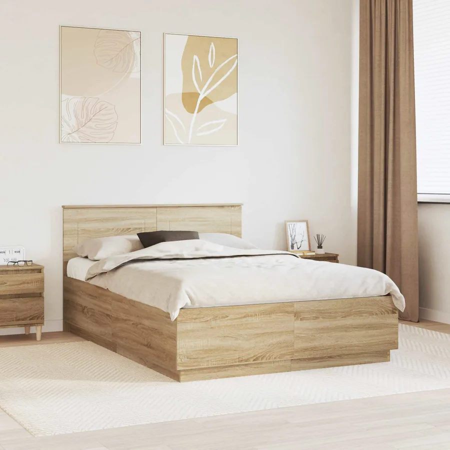 Cadre de lit Chêne Sonoma 140 x 190 cm Bois d'ingénierie