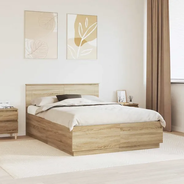 Cadre de lit Chêne Sonoma 140 x 190 cm Bois d'ingénierie