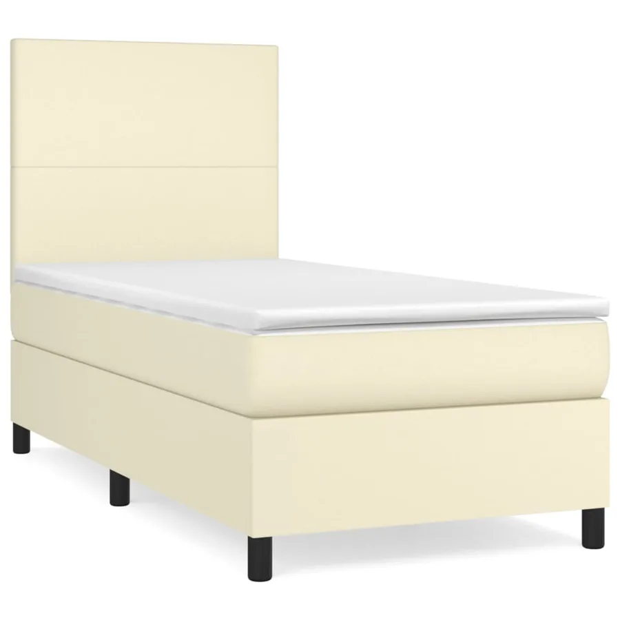 Sommier à lattes de lit avec matelas Crème 90x200 cm Similicuir - 2