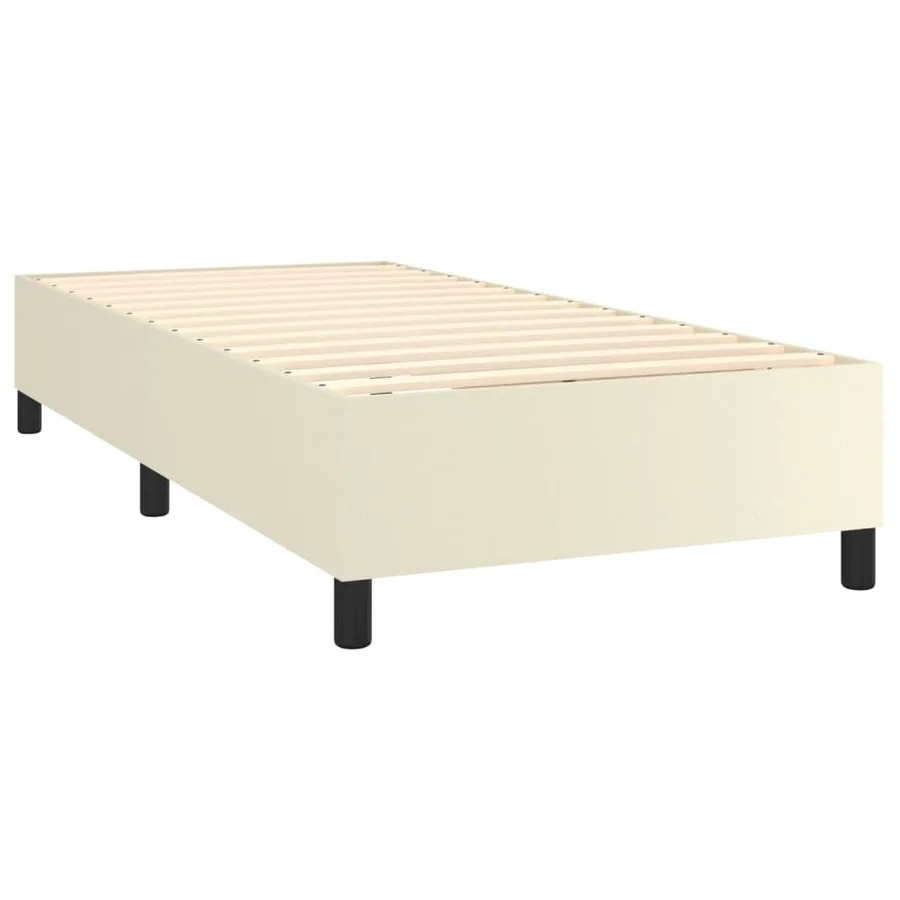 Sommier à lattes de lit avec matelas Crème 90x200 cm Similicuir - 4