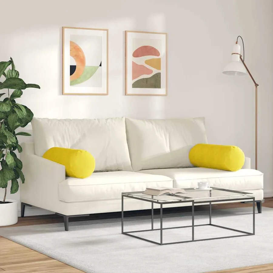 Coussins d'accent 2 pcs Jaune Ø 25 x 70 cm - 4