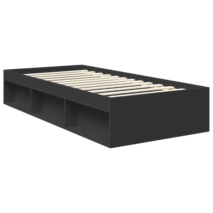 Cadre de lit Noir 90 x 190 cm Bois de pin massif - 5