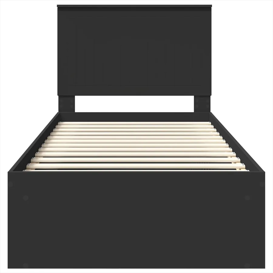 Cadre de lit Noir 90 x 190 cm Bois de pin massif - 7