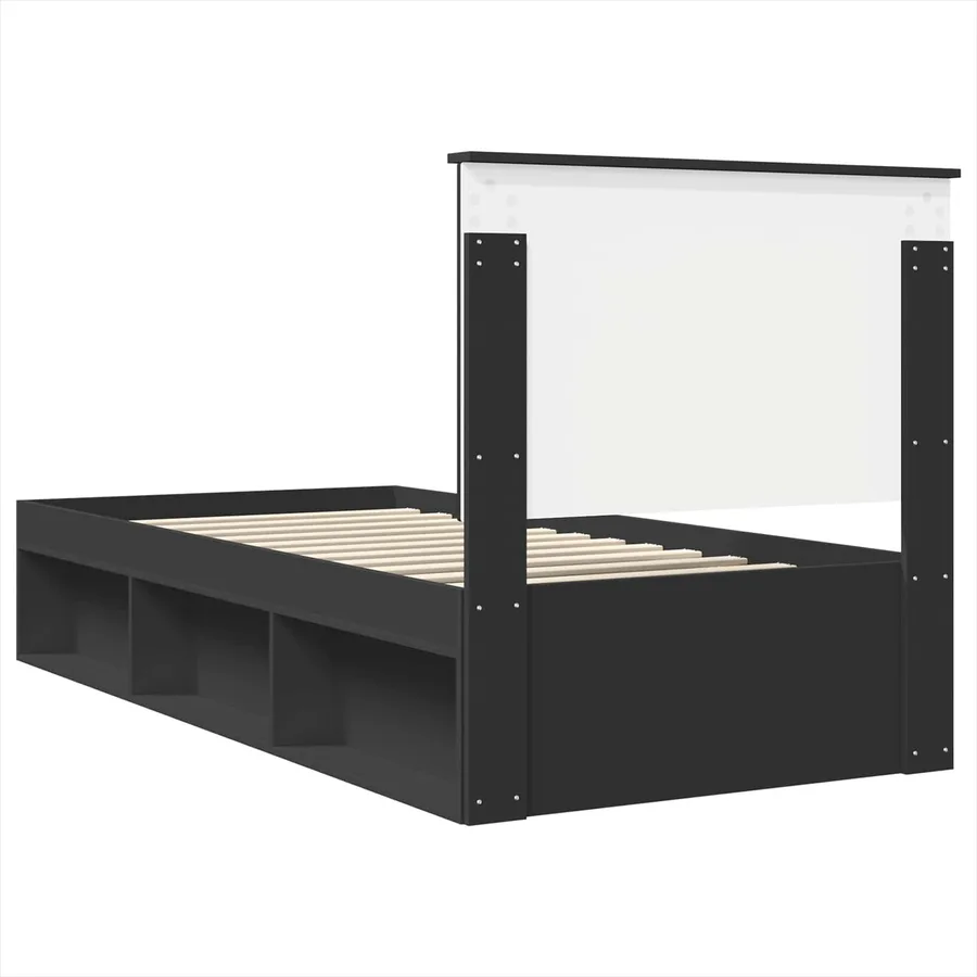 Cadre de lit Noir 90 x 190 cm Bois de pin massif - 9