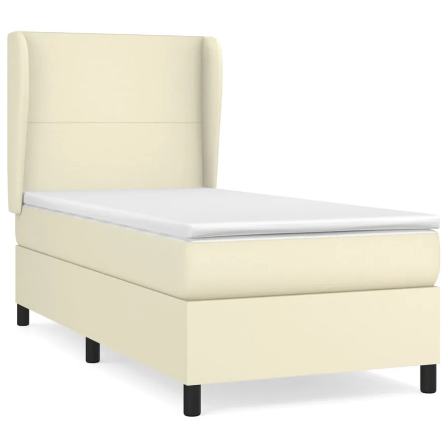 Sommier à lattes de lit avec matelas Crème 90x200 cm Similicuir - 2
