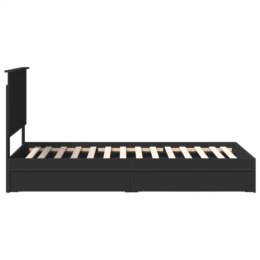 Lit de Rangement avec tiroir Noir 90 x 190 cm Bois d'ingénierie - 9