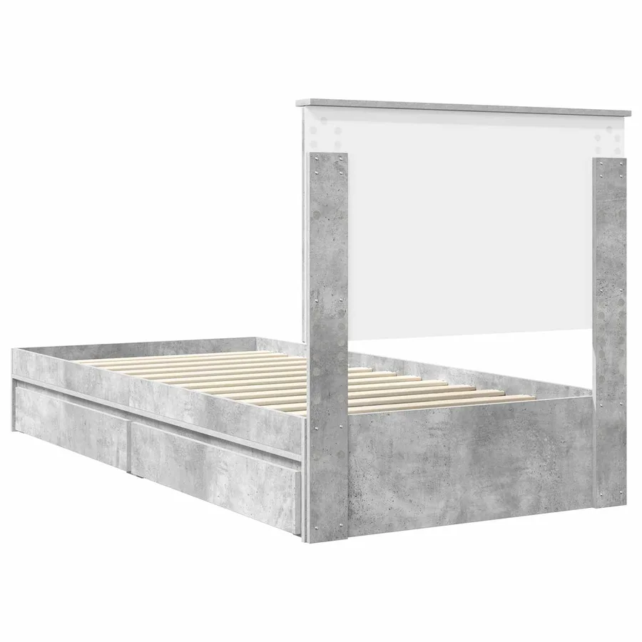 Lit de Rangement Gris béton 90 x 190 cm Bois d'ingénierie - 10