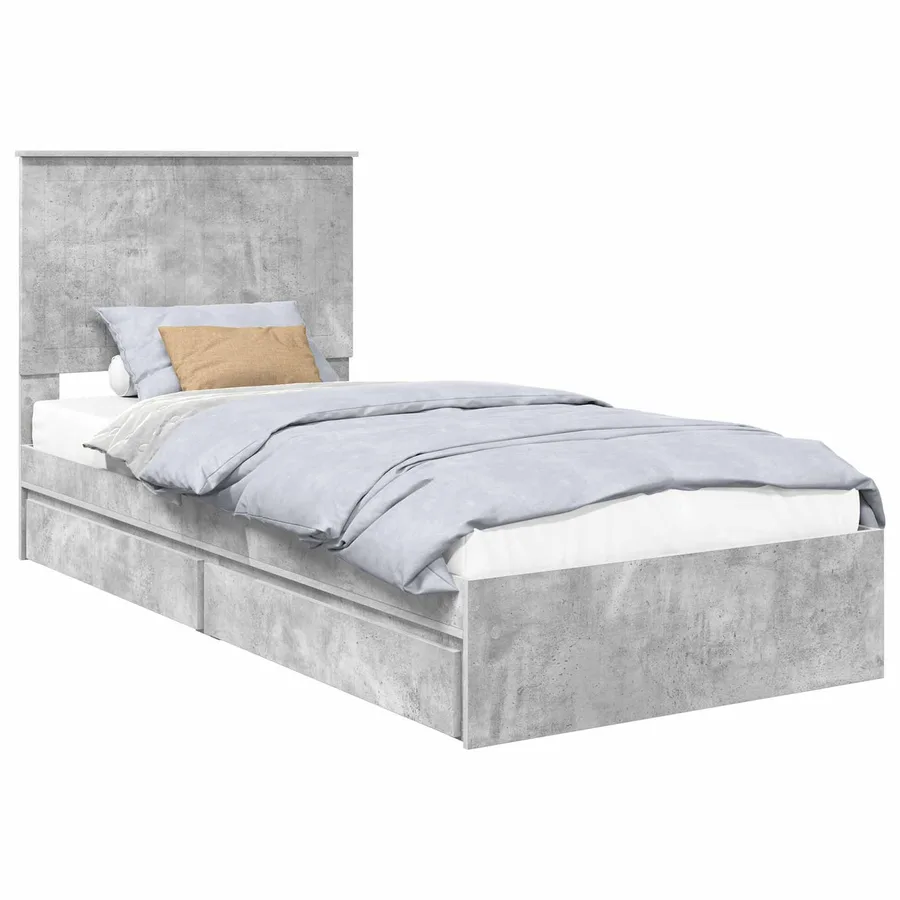 Lit de Rangement Gris béton 90 x 190 cm Bois d'ingénierie - 2