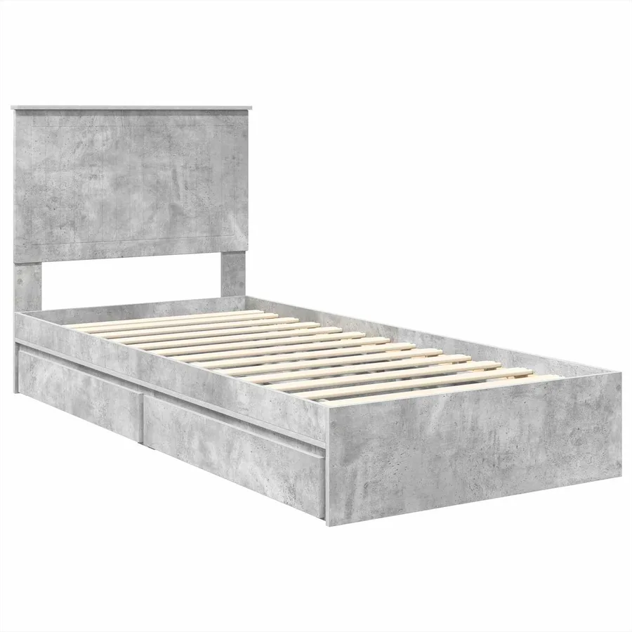 Lit de Rangement Gris béton 90 x 190 cm Bois d'ingénierie - 4