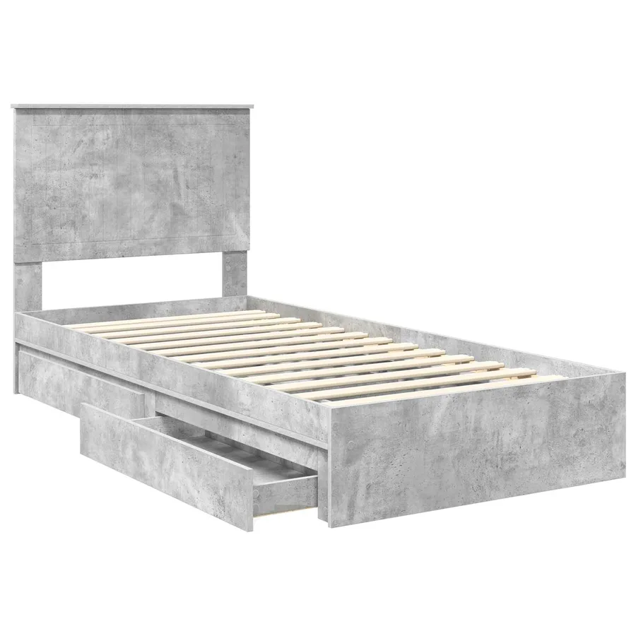 Lit de Rangement Gris béton 90 x 190 cm Bois d'ingénierie - 5