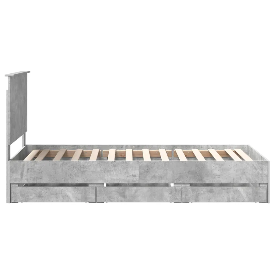 Cadre de lit avec tiroir Gris béton 90 x 190 cm Bois Ingénierie - 9