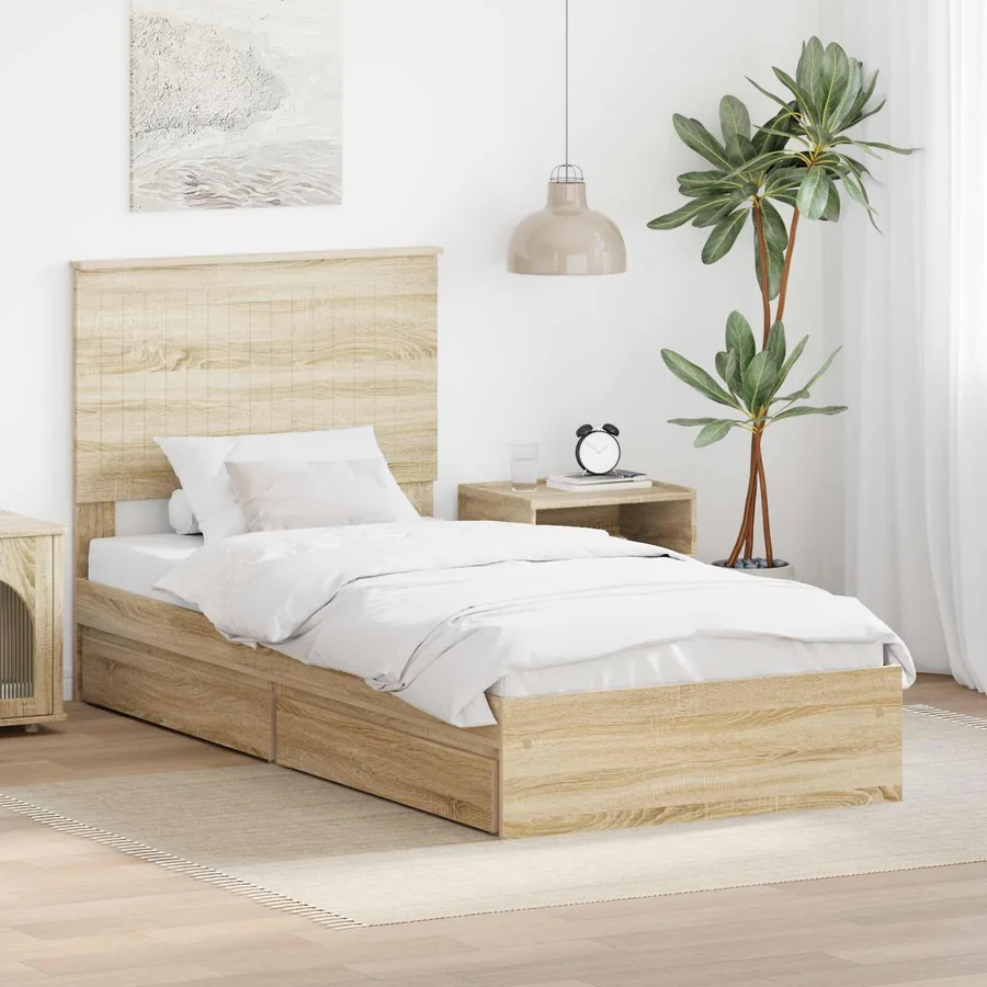 Lit de Rangement Chêne Sonoma 90 x 200 cm Bois d'ingénierie