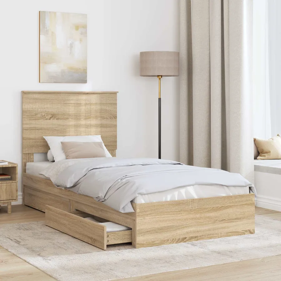 Lit de Rangement Chêne Sonoma 90 x 200 cm Bois d'ingénierie - 3
