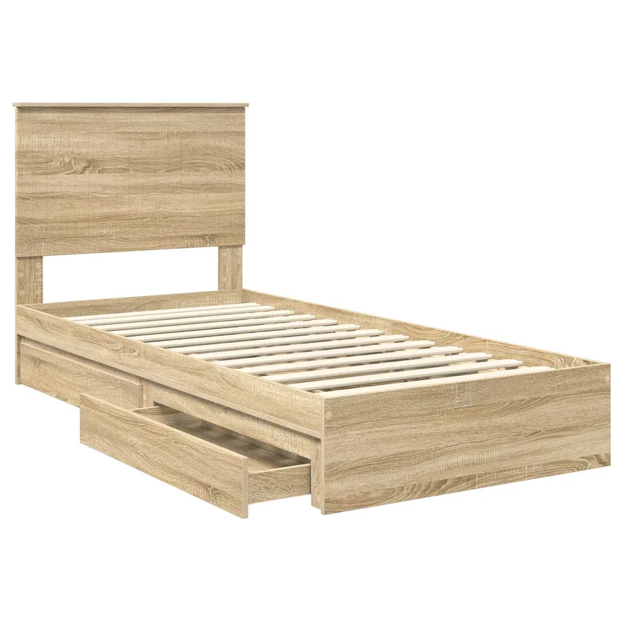 Lit de Rangement Chêne Sonoma 90 x 200 cm Bois d'ingénierie - 5