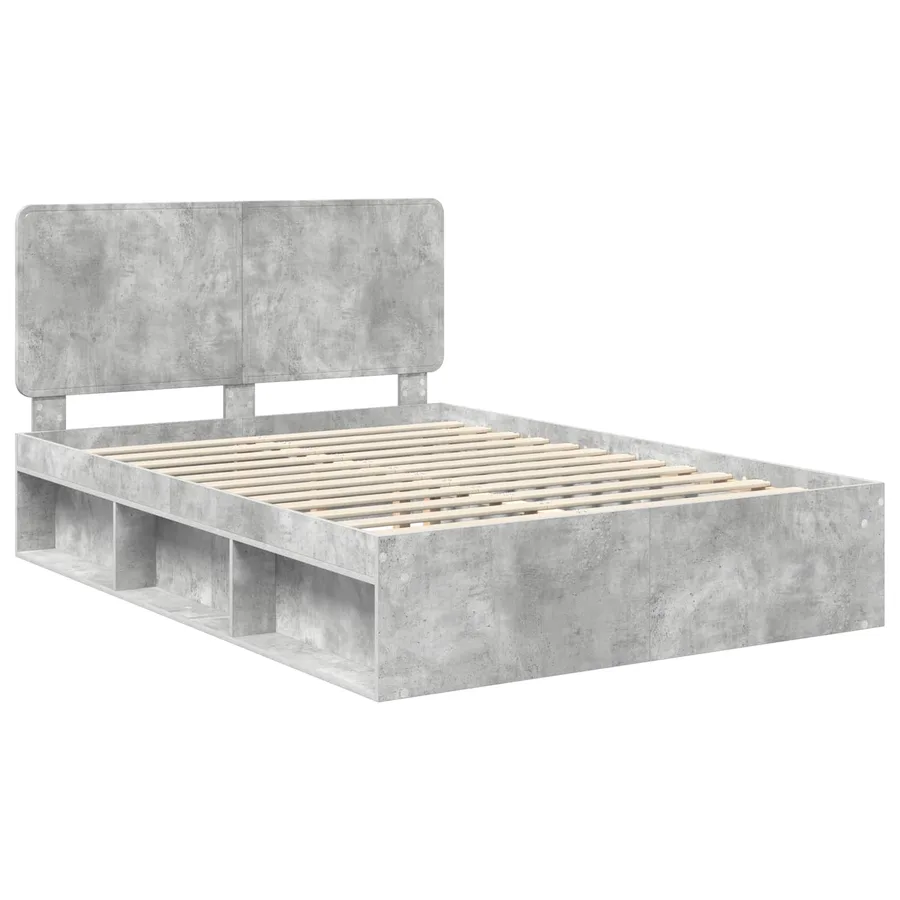 Cadre de lit Béton 140 x 190 cm Bois de pin massif - 4
