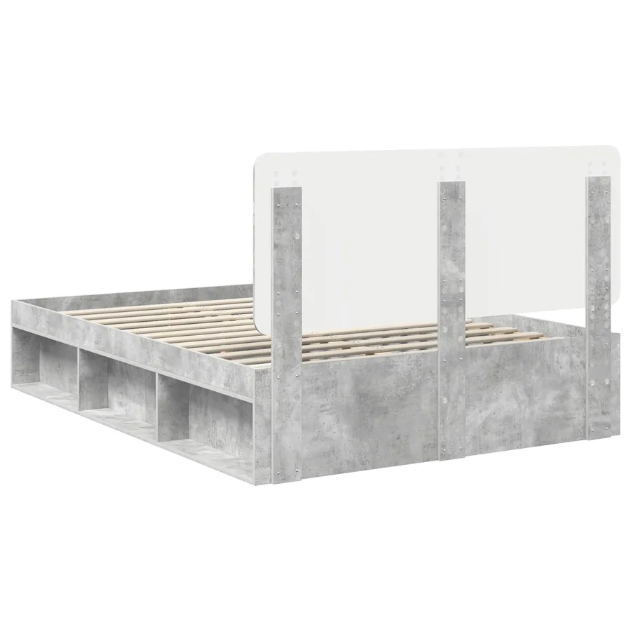 Cadre de lit Béton 140 x 190 cm Bois de pin massif - 9