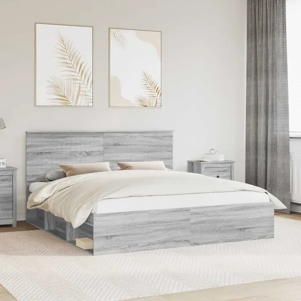 Cadre de lit Gris Sonoma 180 x 200 cm Bois de pin massif