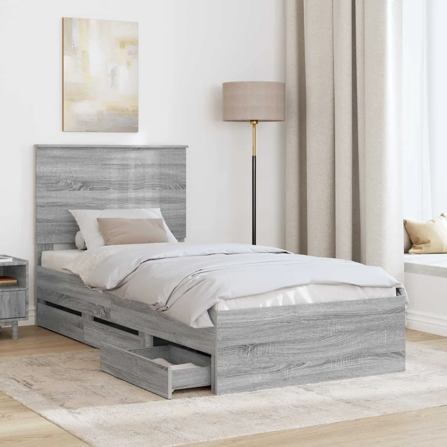 Cadre de lit Gris Sonoma 90 x 200 cm Bois Ingénierie - 3