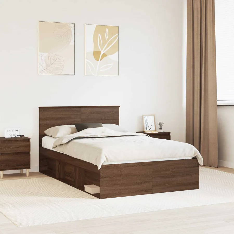 Cadre de lit Chêne brun 120 x 190 cm Bois d'ingénierie