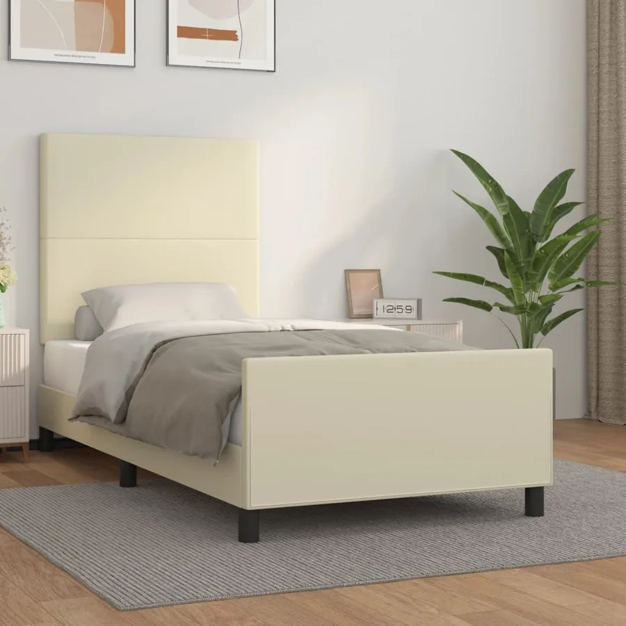 Cadre de lit sans matelas crème 90x200 cm similicuir