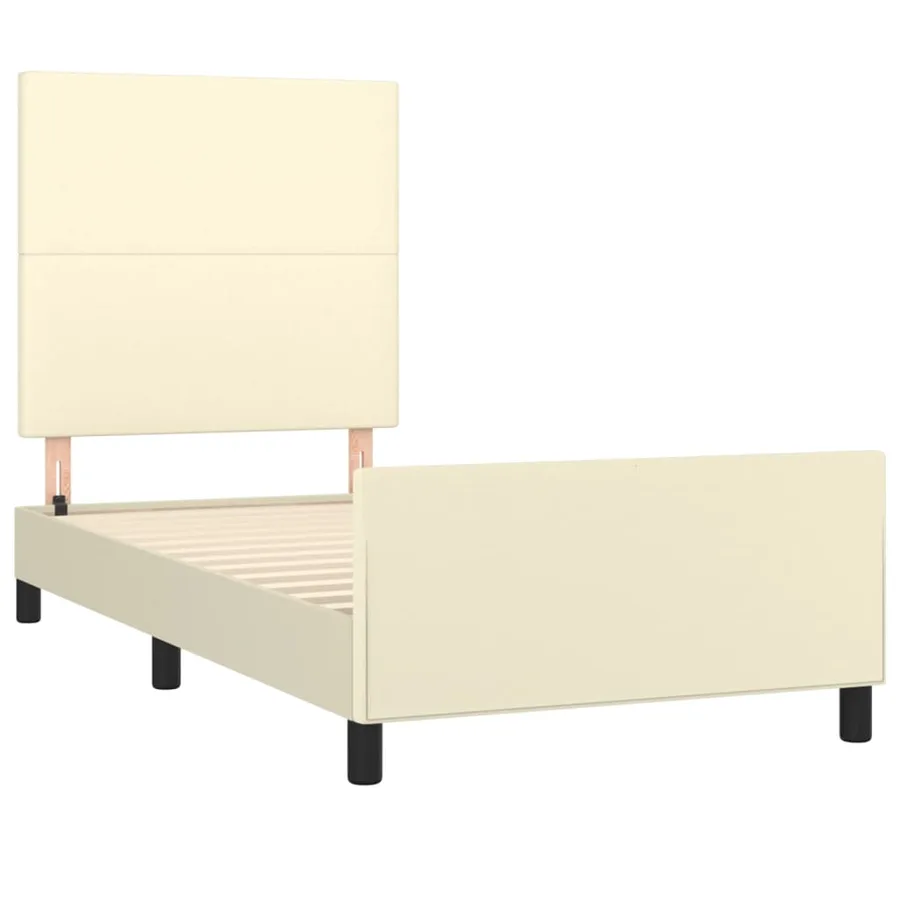 Cadre de lit sans matelas crème 90x200 cm similicuir - 4