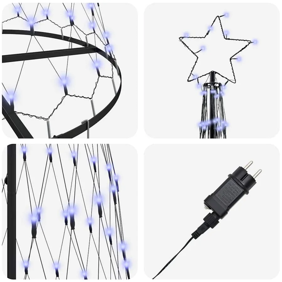 Arbre de Noël LED avec 355 LED avec support Bleu 302,5 cm Métal - 6