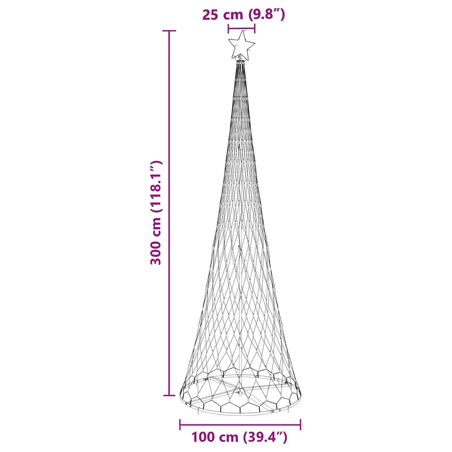 Arbre de Noël LED avec 355 LED avec support Bleu 302,5 cm Métal - 8