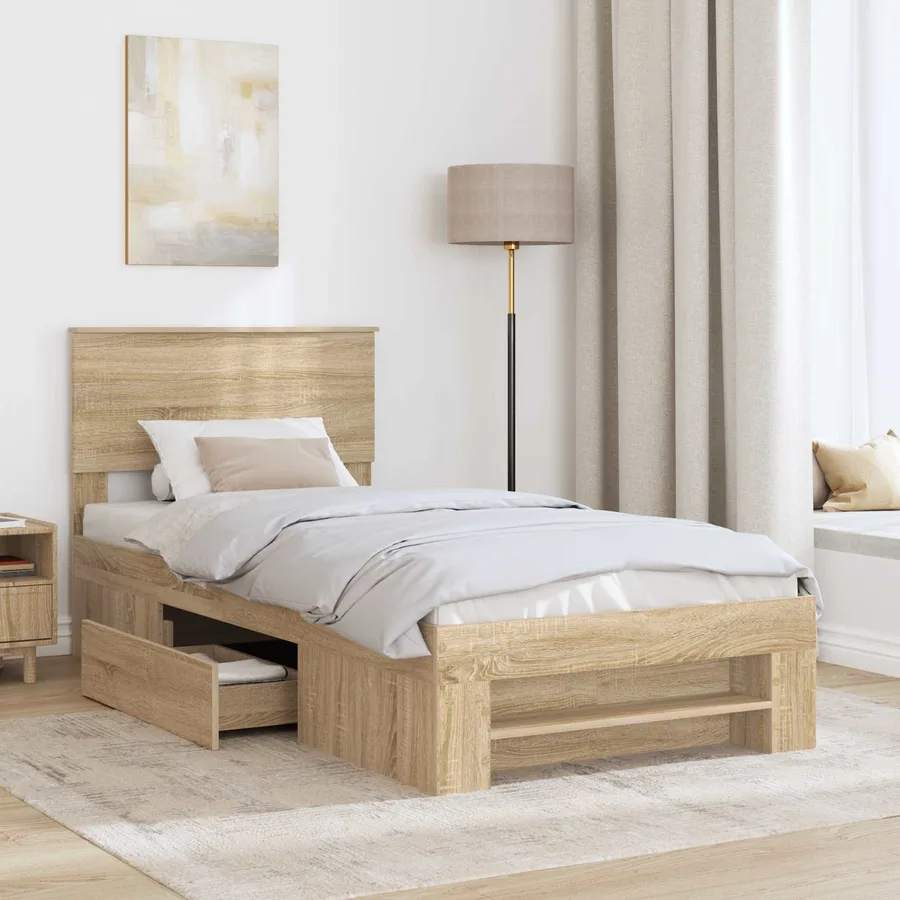 Cadre de lit Chêne Sonoma 80 x 200 cm Bois d'ingénierie - 3