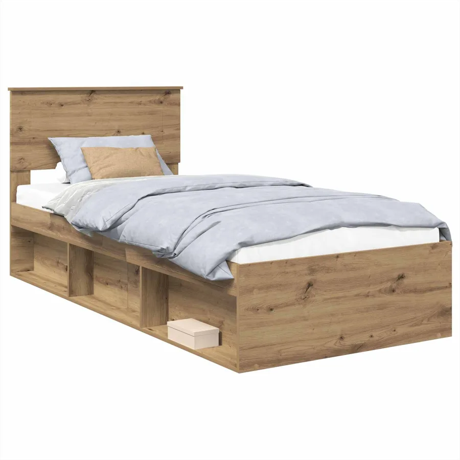 Cadre de lit Chêne artisan 75 x 190 cm Bois d'ingénierie - 2