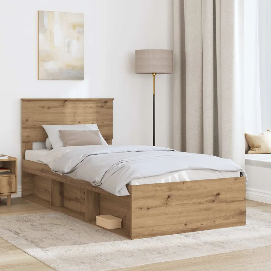 Cadre de lit Chêne artisan 75 x 190 cm Bois d'ingénierie - 3