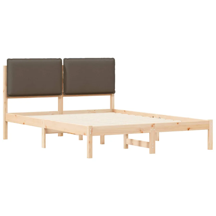 Cadre de lit avec tête de lit rembourrée Taupe 140 x 200 cm - 4