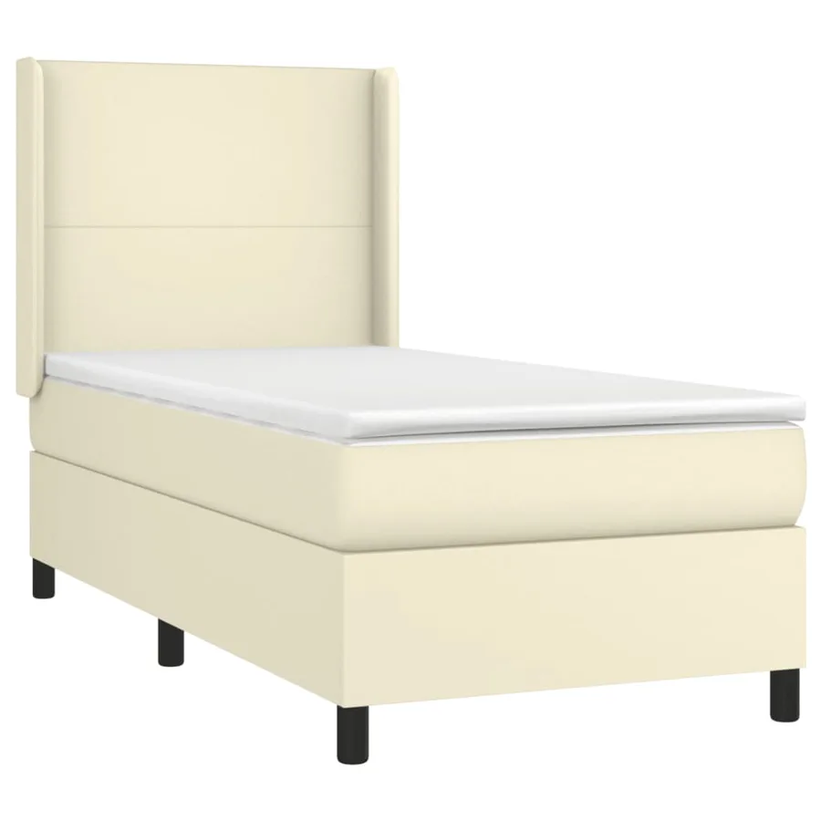 Sommier à lattes de lit matelas LED Crème 100x200 cm Similicuir - 4