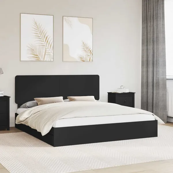 Lit de Rangement Noir 200 x 200 cm Bois d'ingénierie